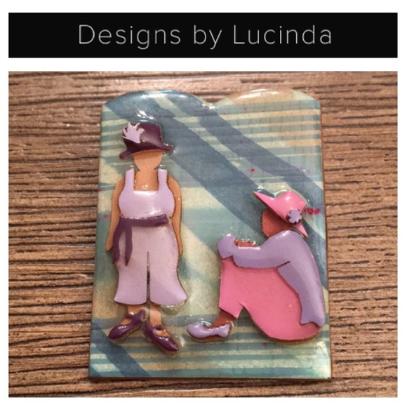 Vintage Jewelry - Women Pins by Lucinda Two Women